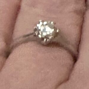 Moissanite ring, six prong, round, 1ct stone 925 sterling silver, Adj. band